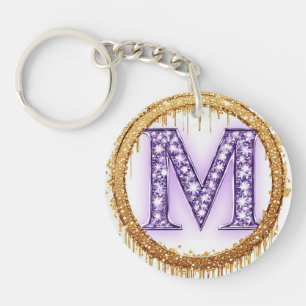 Llavero Idea de regalo de boda con monograma M ornamentado