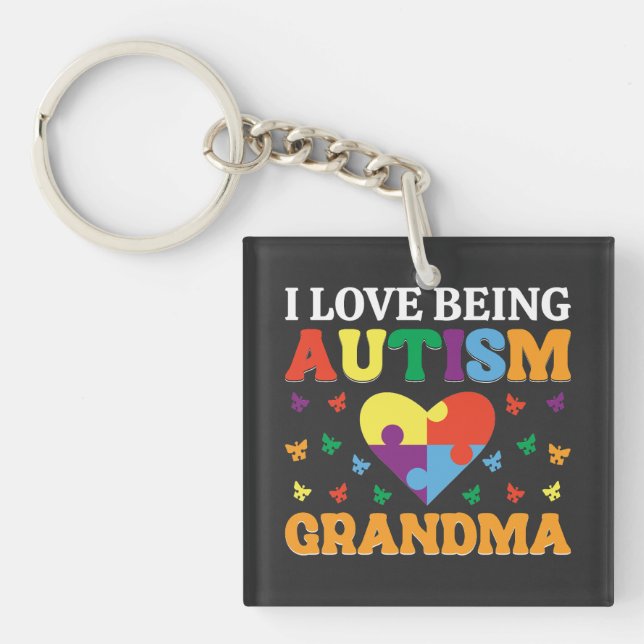 Llavero Idea de regalo para la abuela del autismo, orgullo (Frente)