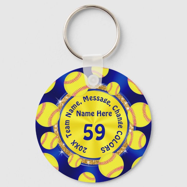 Llavero Ideas de bolsitas de regalo de Softball personaliz (Anverso)