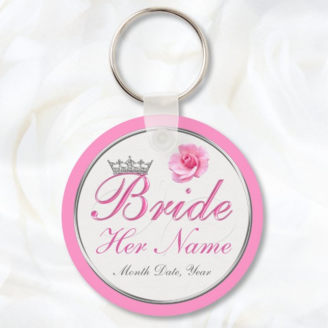 Llavero Ideas de regalo baratas y PERSONALIZADAS para la n (Bridal Shower Party Favors. Personalized Wedding Shower Favors. Pink, White, Silver Tiara Favors.)