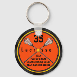 Llavero Ideas de regalo de Lacrosse negro y Naranja, PERSO