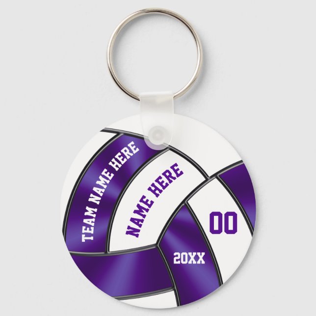 Llavero Ideas de regalo de voleibol morado y blanco para j (Anverso)