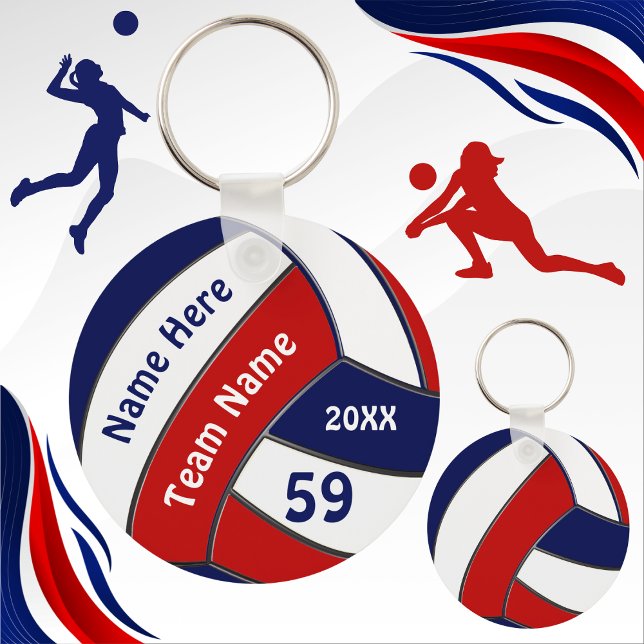 Llavero Ideas de regalo para el equipo de voleibol, azul m (Cheap Volleyball Souvenirs. Cheap volleyball gift ideas. Volleyball souvenirs BULK. Red White Blue.)