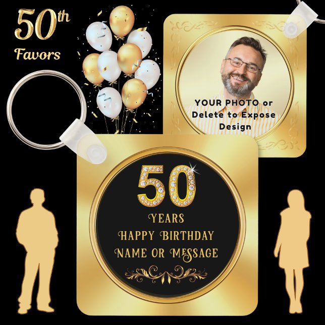 Llavero Ideas de regalos para cumpleaños 50, Cumpleaños 50 (50th birthday personalized party favors. Golden birthday party ideas. 50th birthday keychains, Adult)