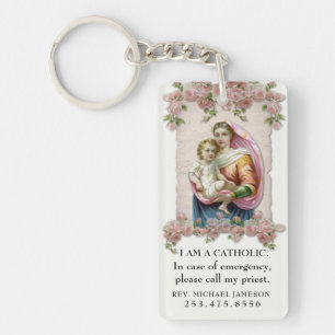 Llavero Identidad católica Virgen María Bebé Jesús Rosa