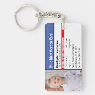 Llavero Identificación del niño Foto de emergencia alér