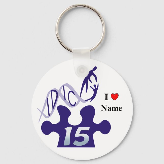 Llavero IDIC15 Love Blue Puzzle Keychain Personalizar Dup1 (Anverso)