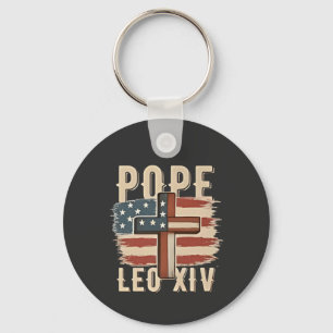 Llavero Iglesia Cristiana Papa León XIV Bandera de EE. UU.