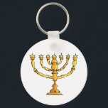 Llavero Iglesia de Menorah<br><div class="desc">Una menorah de la iglesia en oro con muchas velas. Este diseño parece realmente efectivo en esta cadena de claves</div>