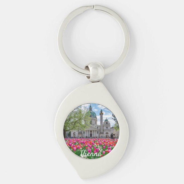 Llavero Iglesia de San Carlos en primavera en Viena, Austr (Anverso)