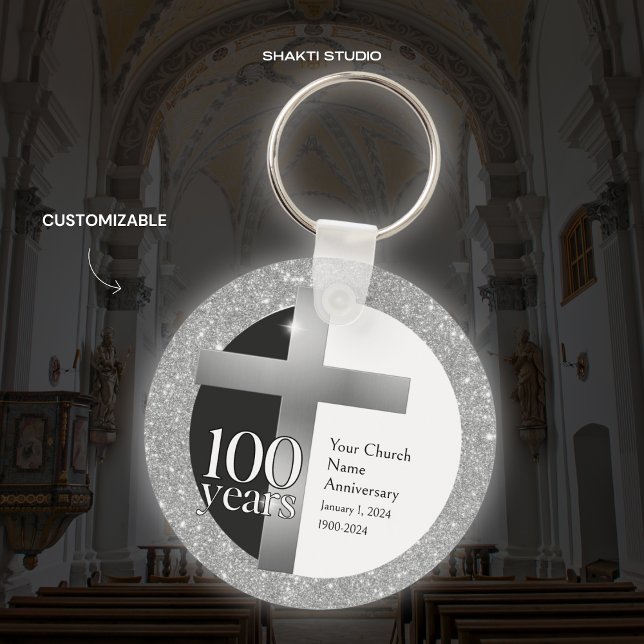 Llavero Iglesia Gris de Plata Cien Aniversario Personaliza (Subido por el creador)