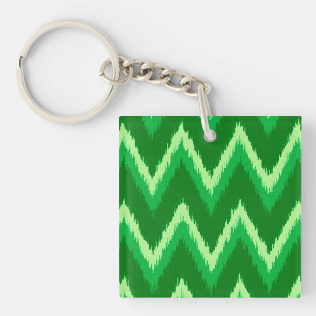 Llavero Ikat Chevron Stripes - Pino y Verde Lime (Frente)