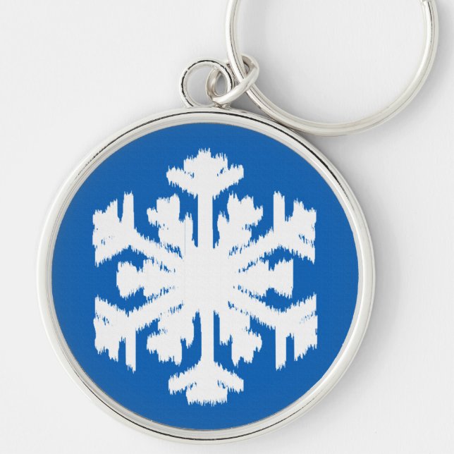 Llavero Ikat Snowflake - Azul cobalto y blanco (Frente)