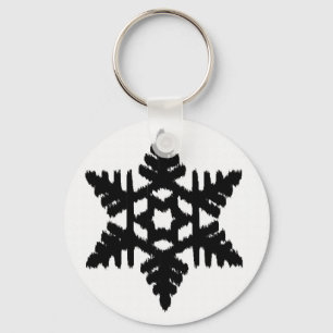 Llavero Ikat Snowflake - Blanco y negro