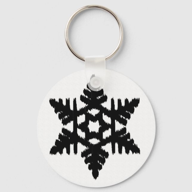 Llavero Ikat Snowflake - Blanco y negro (Anverso)