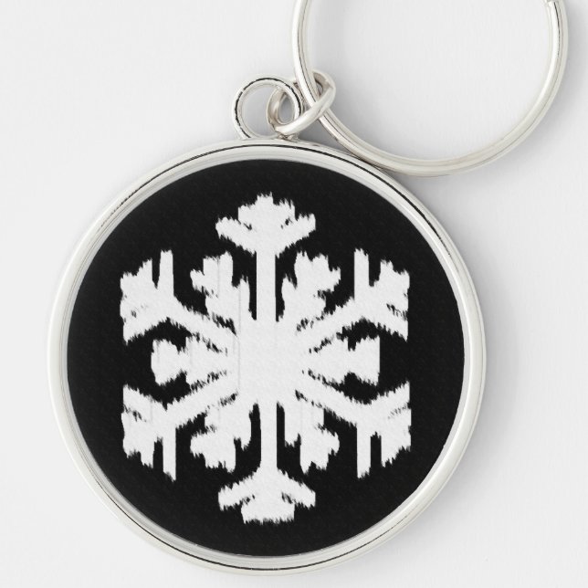 Llavero Ikat Snowflake - Blanco y negro (Frente)