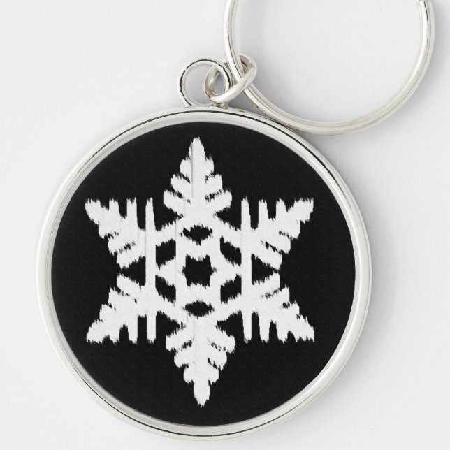 Llavero Ikat Snowflake - Blanco y negro (Frente)