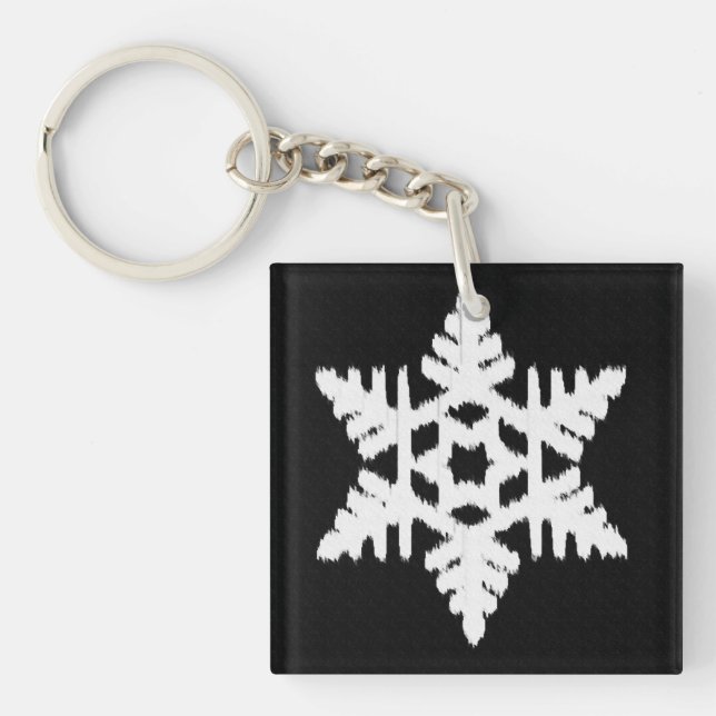 Llavero Ikat Snowflake - Blanco y negro (Frente)