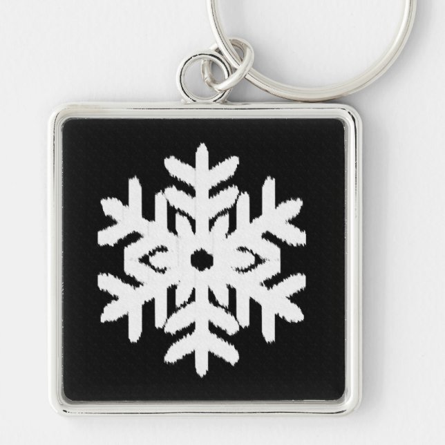 Llavero Ikat Snowflake - Blanco y negro (Frente)