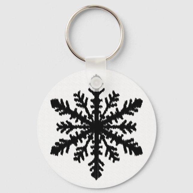 Llavero Ikat Snowflake - Blanco y negro (Anverso)
