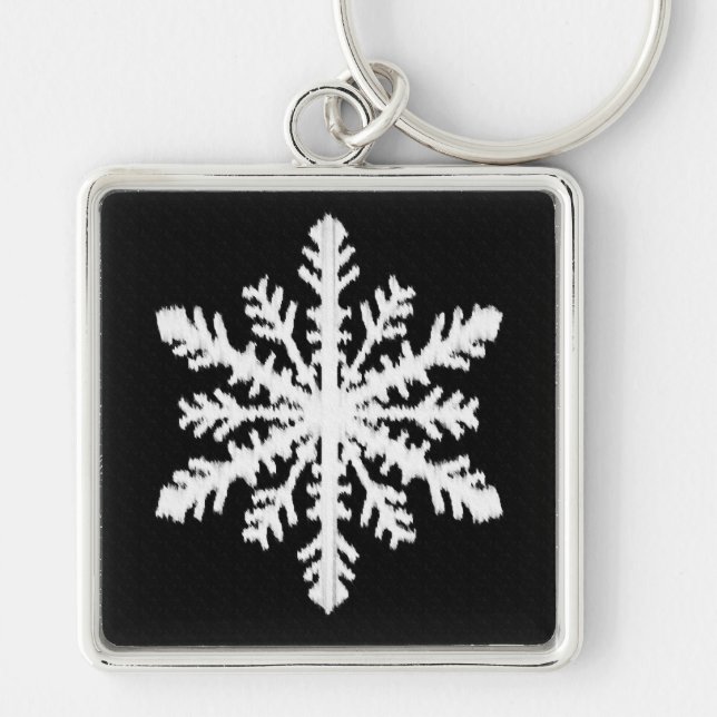 Llavero Ikat Snowflake - Blanco y negro (Frente)
