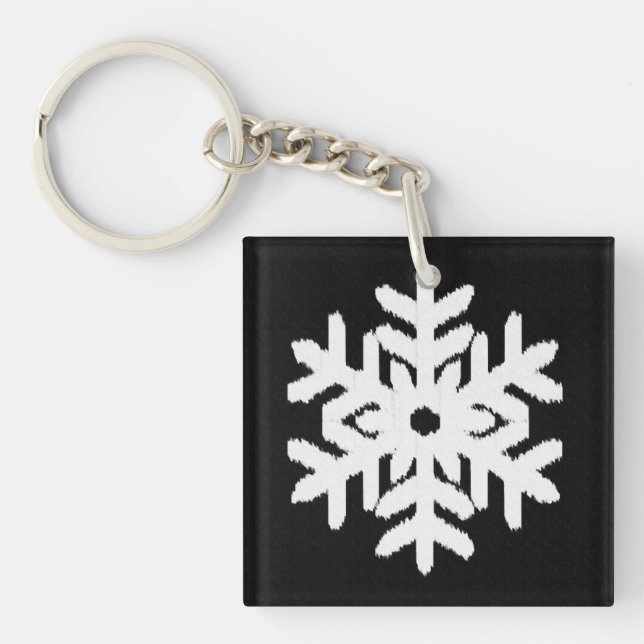 Llavero Ikat Snowflake - Blanco y negro (Frente)