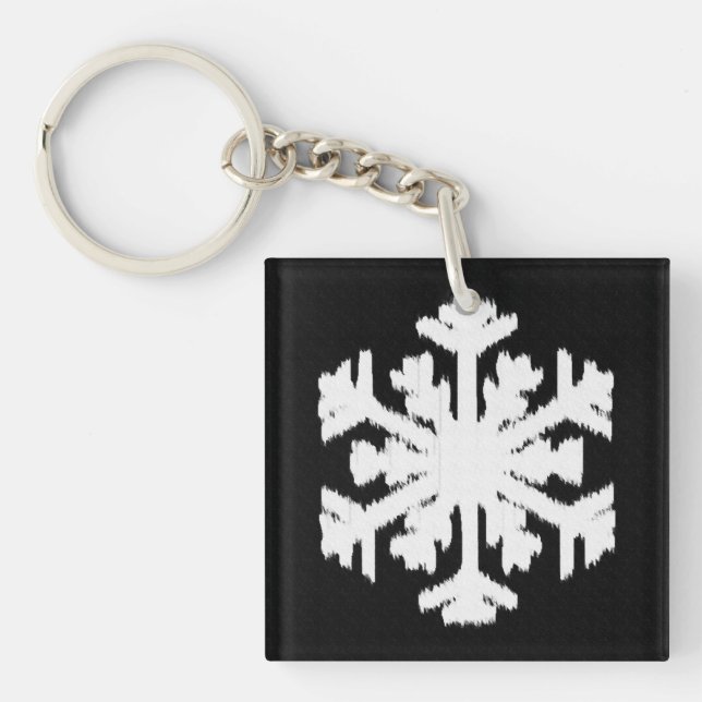 Llavero Ikat Snowflake - Blanco y negro (Frente)