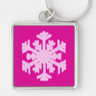 Llavero Ikat Snowflake - Fuchsia y el hielo rosado