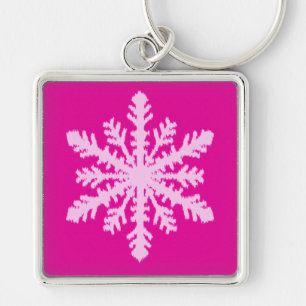 Llavero Ikat Snowflake - Fuchsia y el hielo rosado