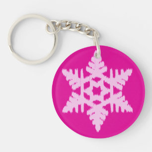 Llavero Ikat Snowflake - Fuchsia y el hielo rosado