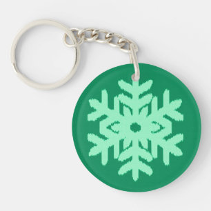 Llavero Ikat Snowflake - Pino y verde menta