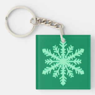 Llavero Ikat Snowflake - Pino y verde menta