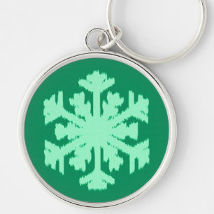 Llavero Ikat Snowflake - Pino y verde menta