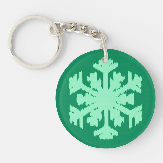 Llavero Ikat Snowflake - Pino y verde menta (Frente)