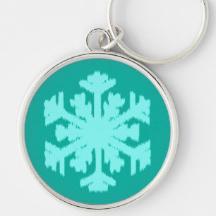 Llavero Ikat Snowflake - Turquesa y agua