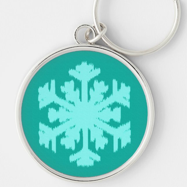 Llavero Ikat Snowflake - Turquesa y agua (Frente)