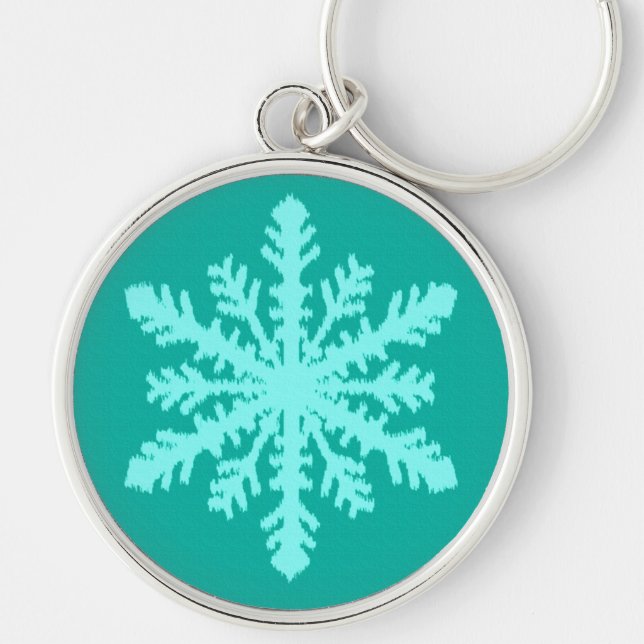 Llavero Ikat Snowflake - Turquesa y agua (Frente)