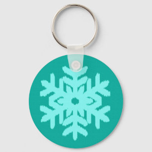 Llavero Ikat Snowflake - Turquesa y agua