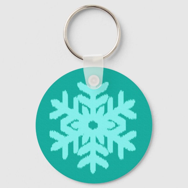 Llavero Ikat Snowflake - Turquesa y agua (Anverso)