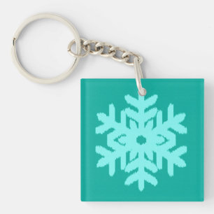 Llavero Ikat Snowflake - Turquesa y agua