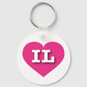 Llavero Illinois Hot Pink Heart - Amo a IL