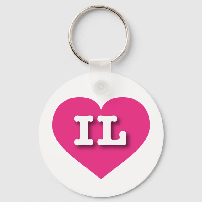 Llavero Illinois Hot Pink Heart - Amo a IL (Anverso)