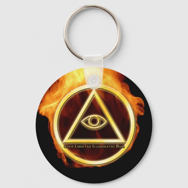 Llavero Illuminati en llamas (Anverso)