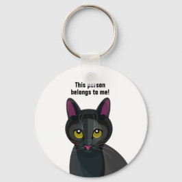 Llavero Illustration of Black Cat on keyring