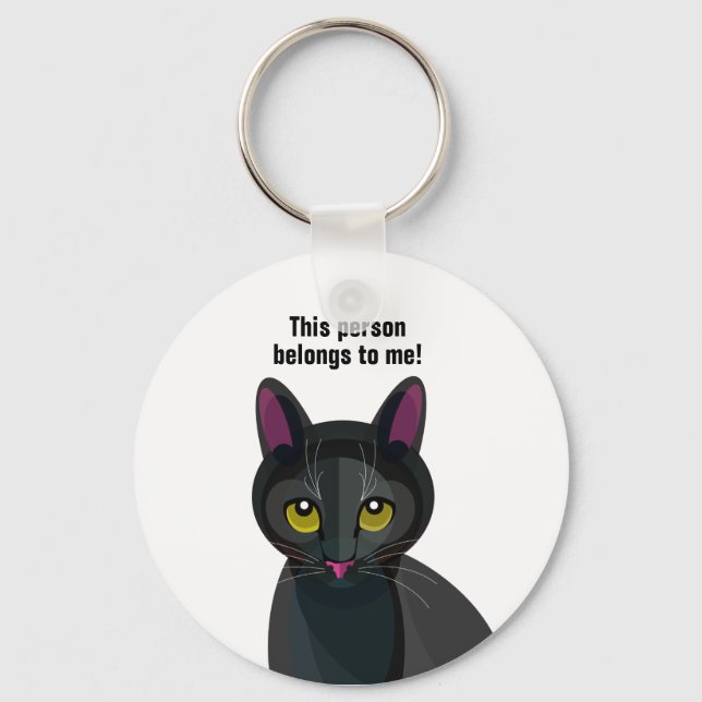 Llavero Illustration of Black Cat on keyring (Anverso)