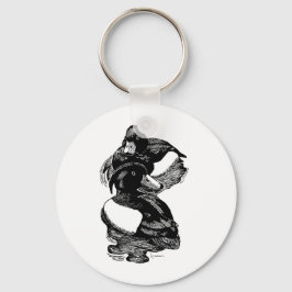 Llavero Illustration of Two Tufted Ducks on button keyring