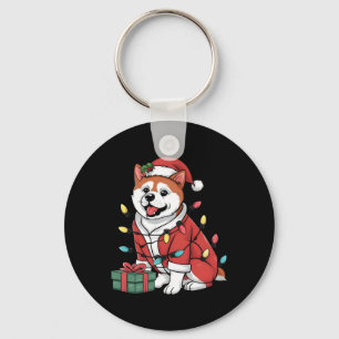 Llavero Iluminación de Navidad Santa Akita Perro Navidad