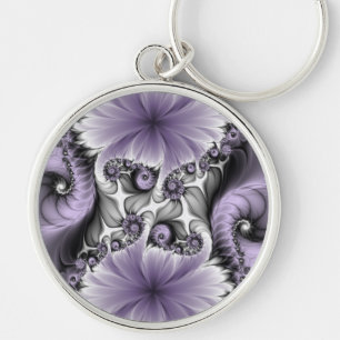 Llavero Ilusión de Lila Arte Floral Abstracto Fractal Fant