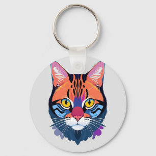 Llavero Ilustración abstracta de una cara de gato