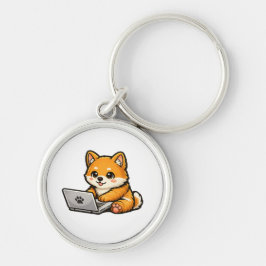 Llavero Ilustración acogedora de Shiba Inu lindo con portá